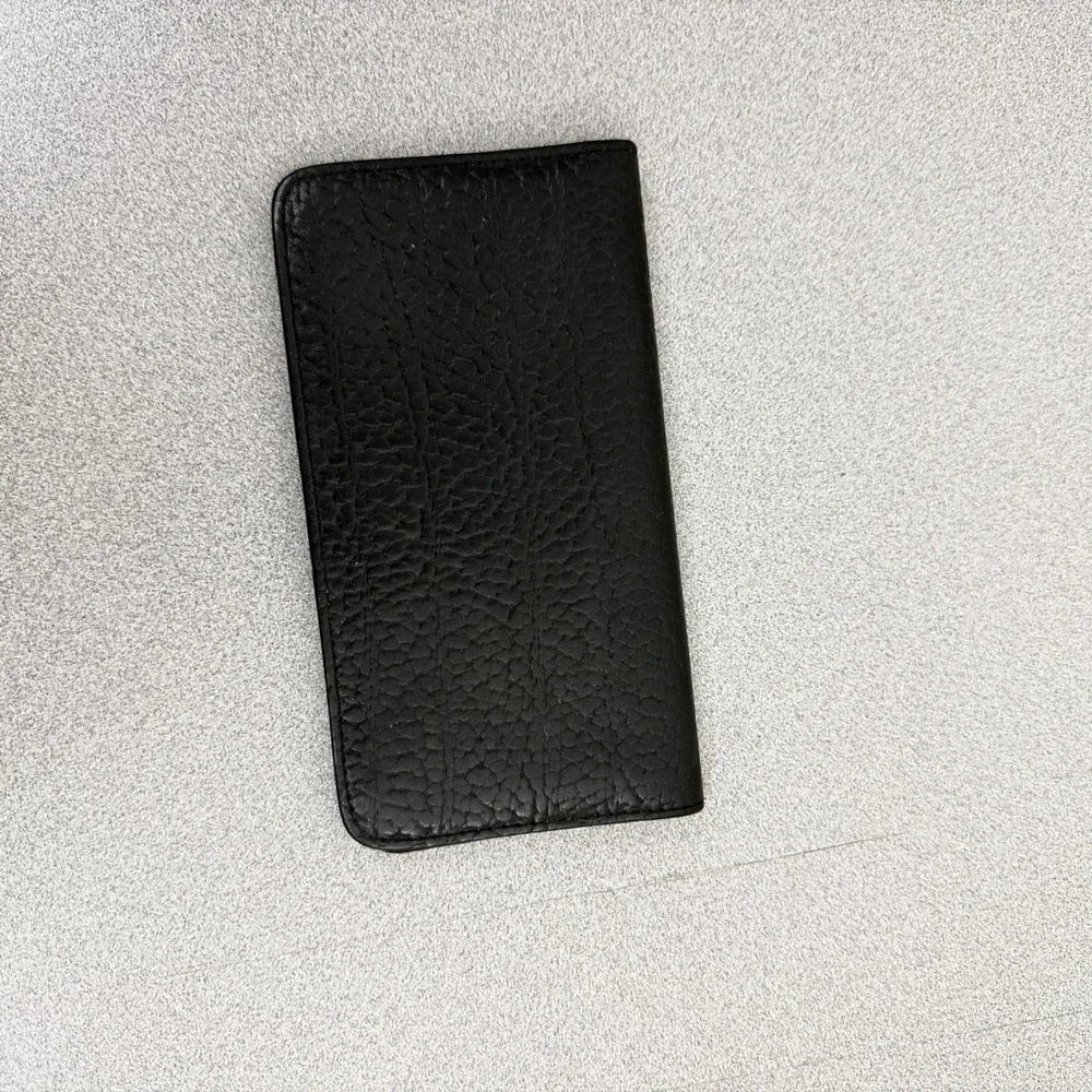 Oberon Checkbook Cover Unisex OS Black Embossed Leather Horse Equestrian Slim